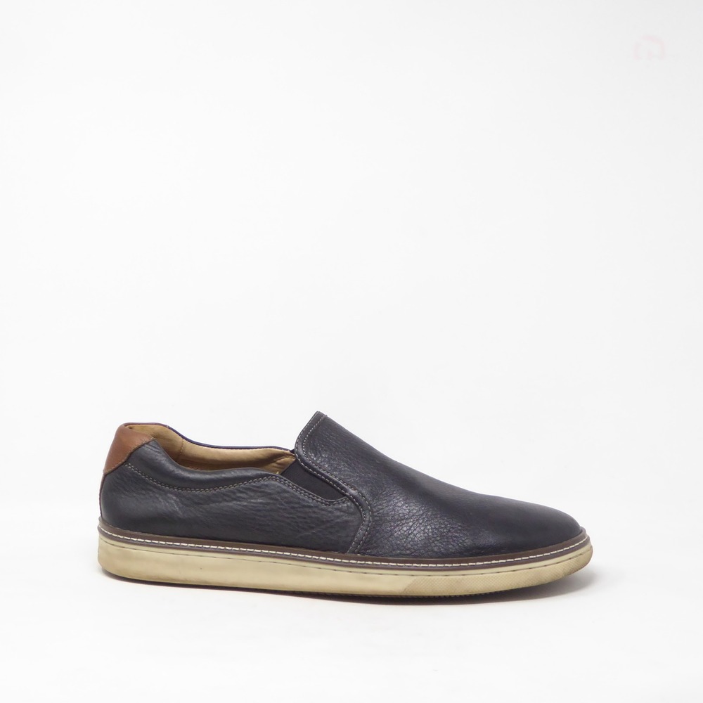 Johnston & Murphy Mens McGuffey Slip On Shoes Black Leather Sheepskin 13M